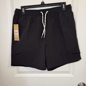 Men's Ezekiel Swim Board Shorts Trunks Black Nylon Size Small